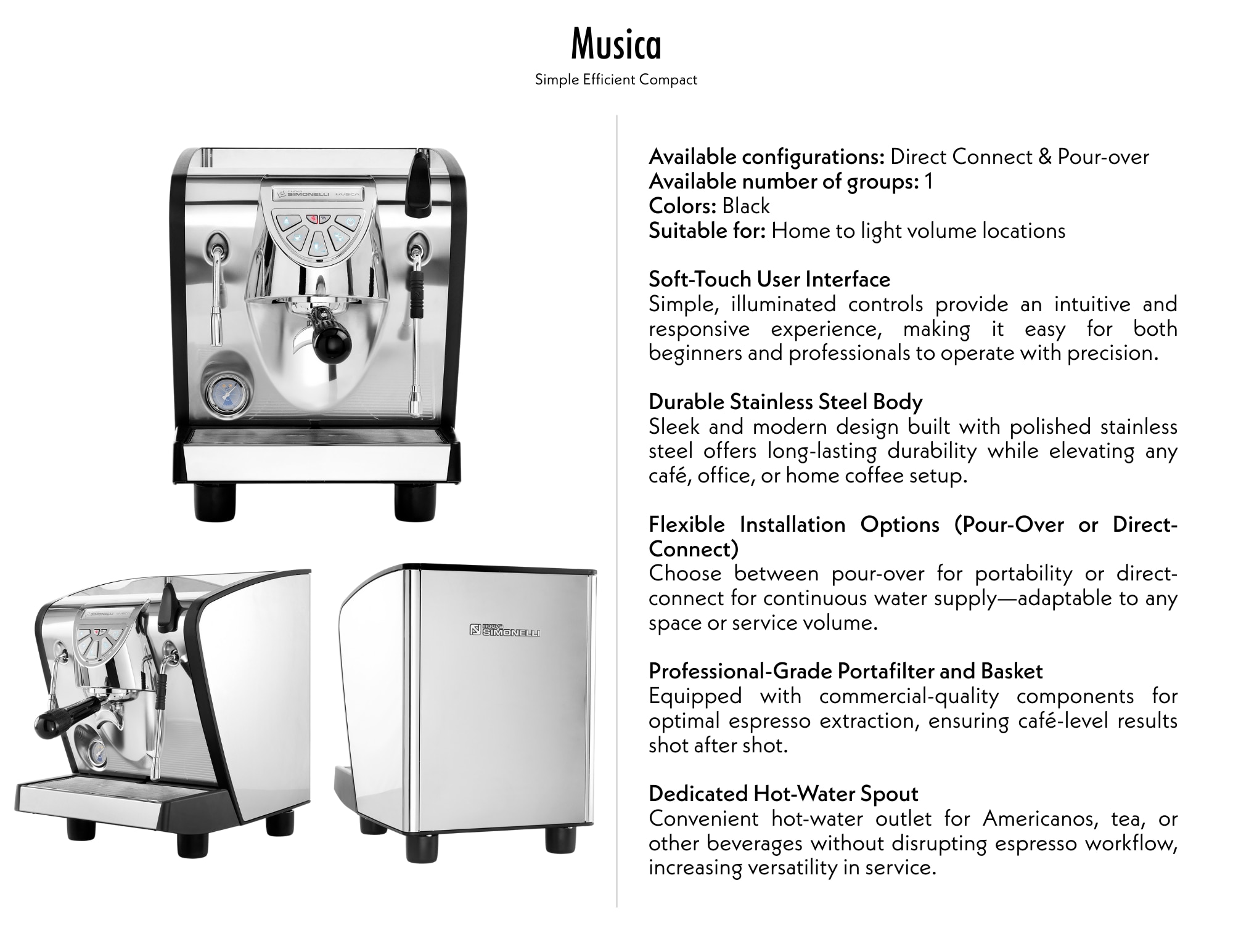 SIMONELLI MUSICAエスプレッソマシン Nuova Simonelli Musica - Black 